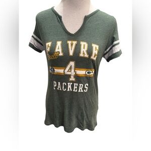Majestic Fan Fashion Green/Gold Favre 4 Packers Women Graphic Tee Shirt Sz.Large